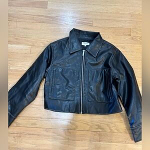 bohme Black Leather Zip-Front Jacket